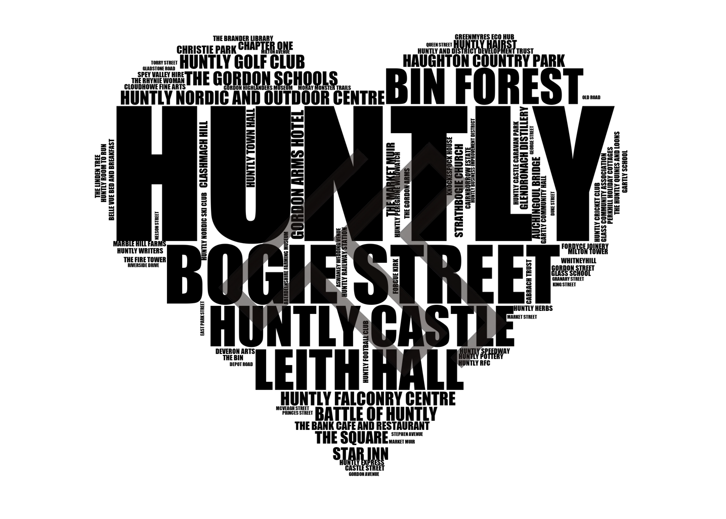 Huntly - Premium Typographic Word Cloud Prints, Posters & Gifts