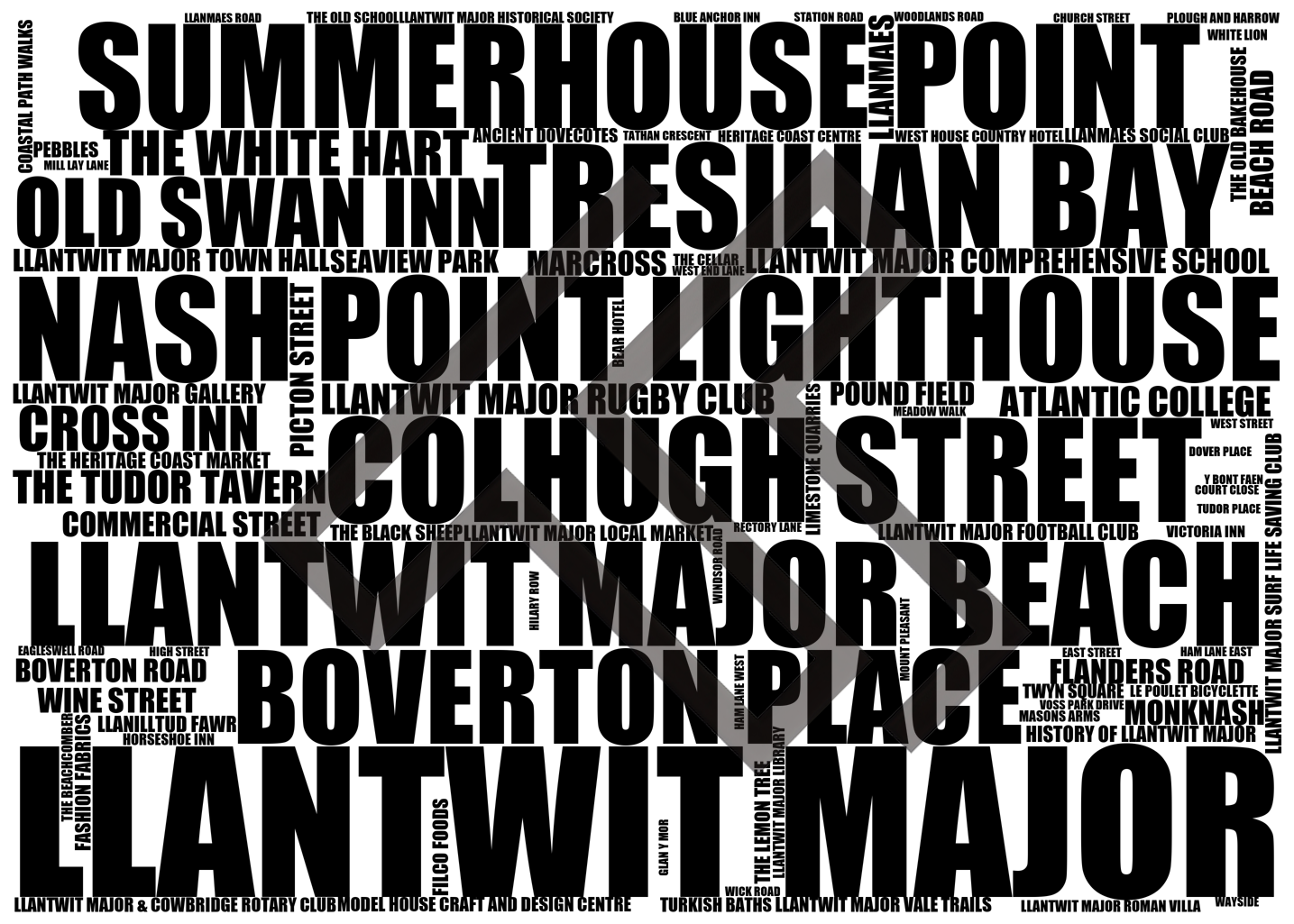 Llantwit Major - Premium Typographic Word Cloud Prints, Posters & Gifts