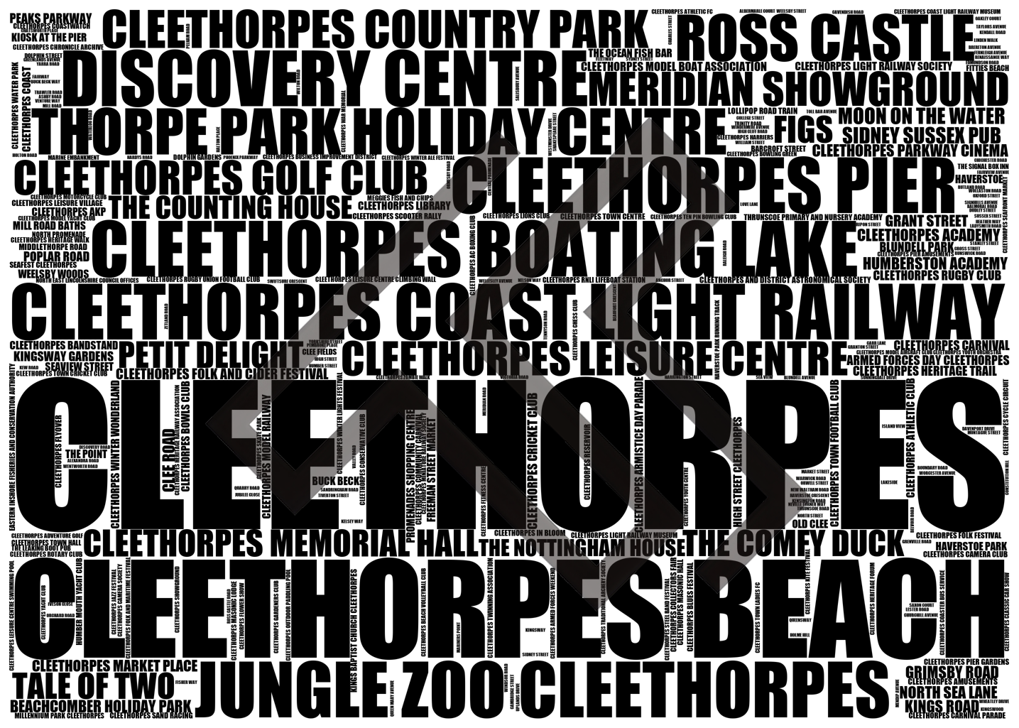 Cleethorpes - Premium Typographic Word Cloud Prints, Posters & Gifts