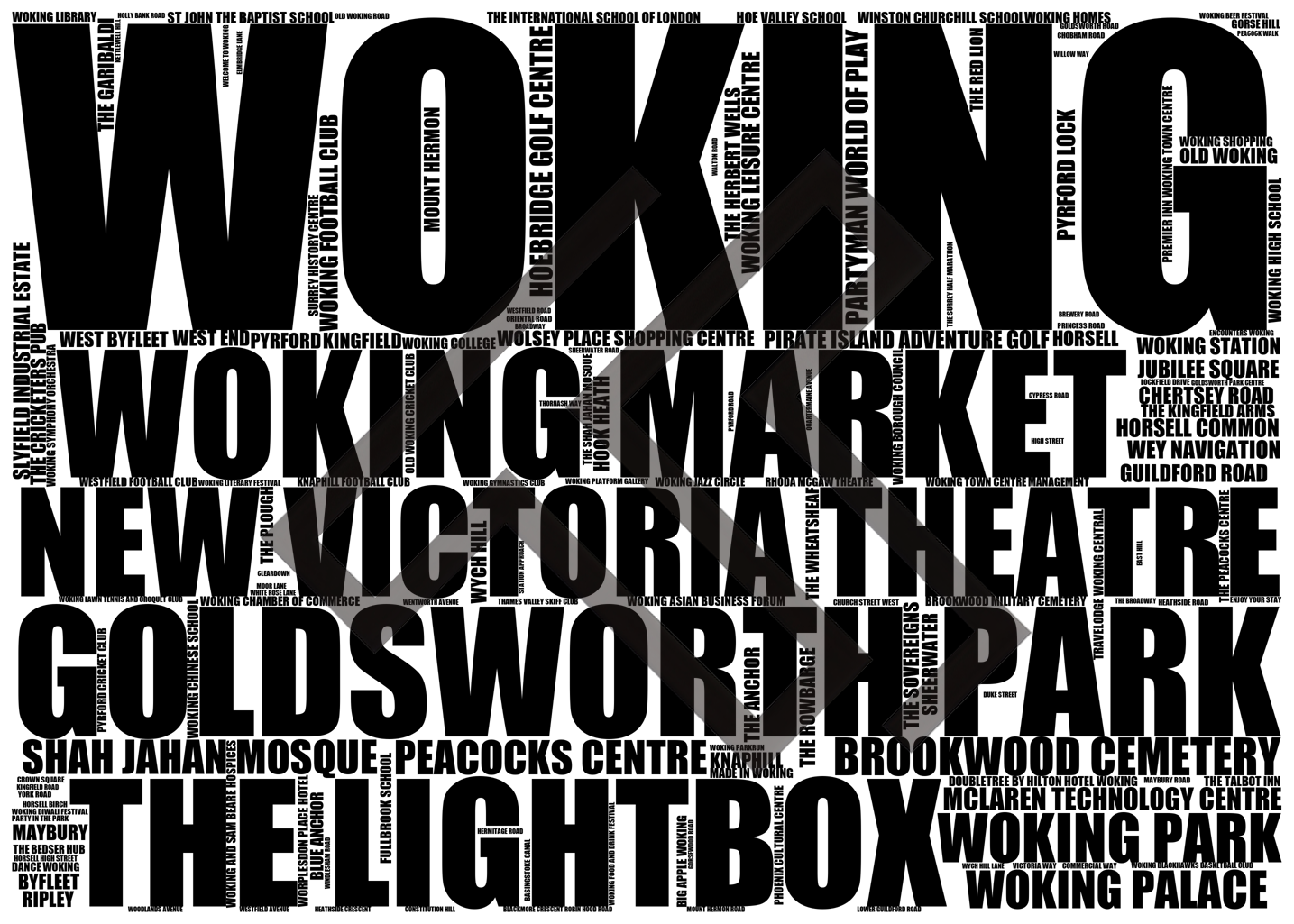 Woking - Premium Typographic Word Cloud Prints, Posters & Gifts