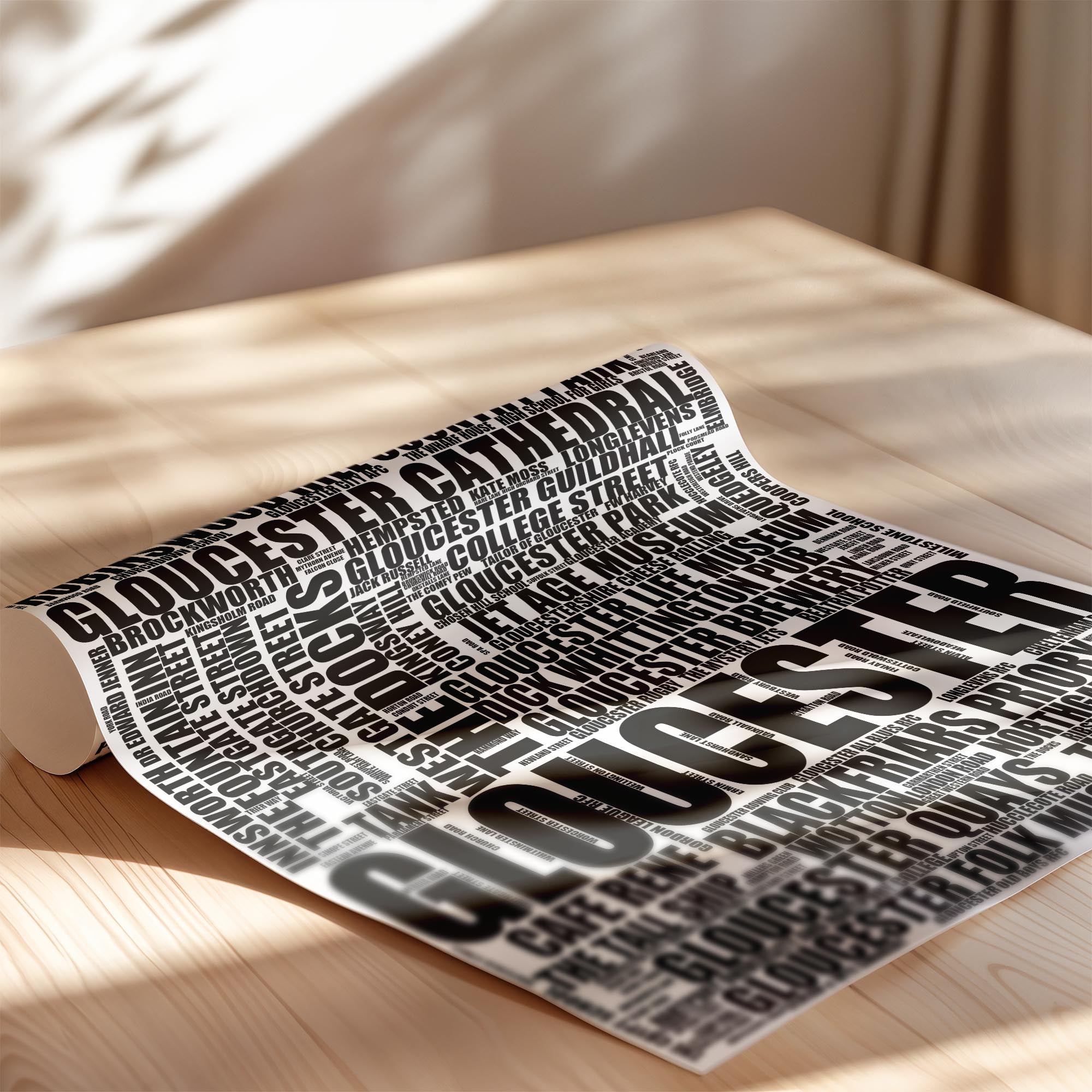 Gloucester - Premium Typographic Word Cloud Prints, Posters & Gifts