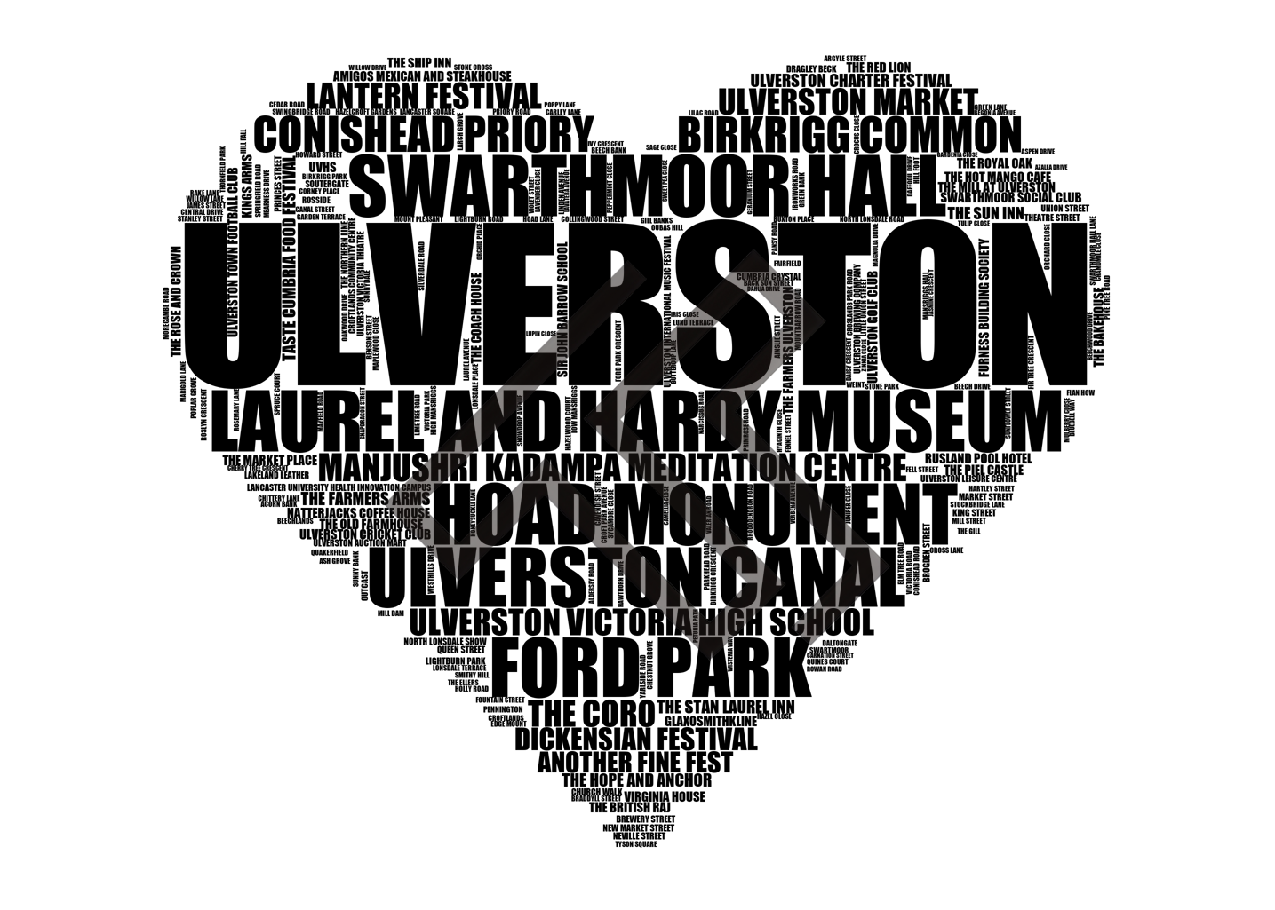 Ulverston - Premium Typographic Word Cloud Prints, Posters & Gifts