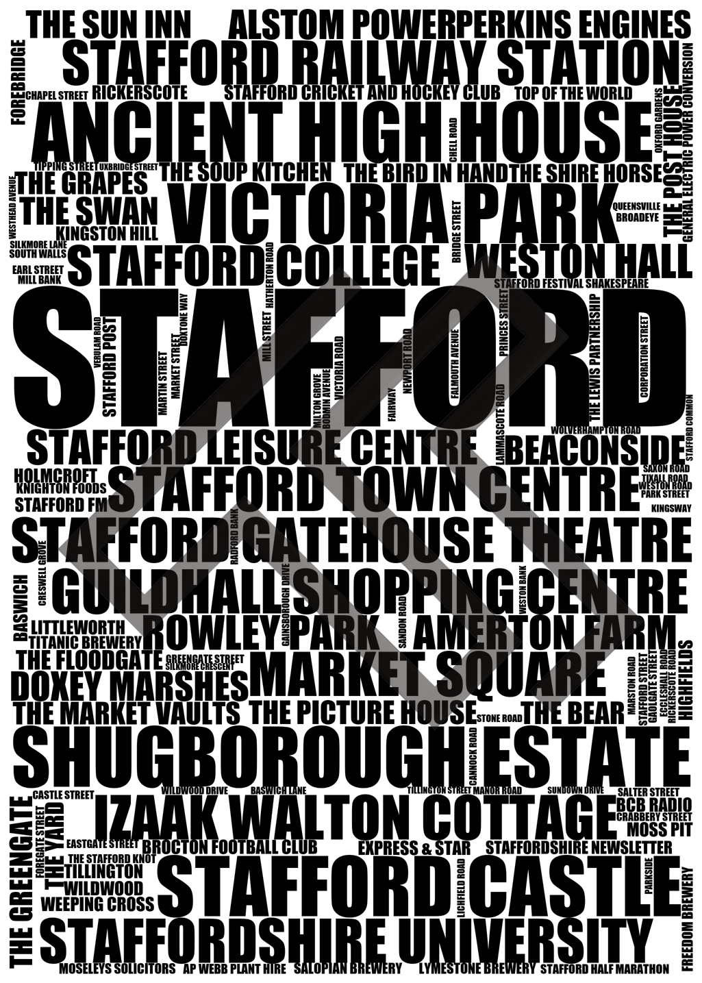 Stafford - Premium Typographic Word Cloud Prints, Posters & Gifts