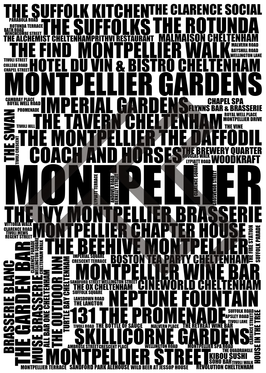 Montpellier - Premium Typographic Word Cloud Prints, Posters & Gifts