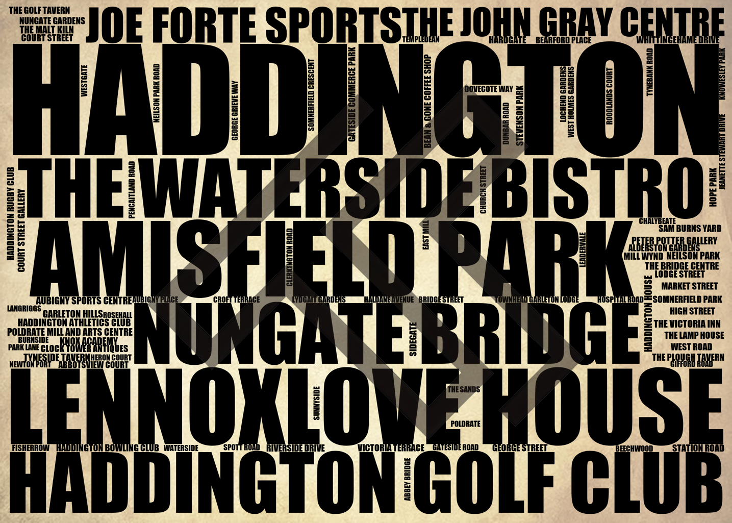 Haddington - Premium Typographic Word Cloud Prints, Posters & Gifts
