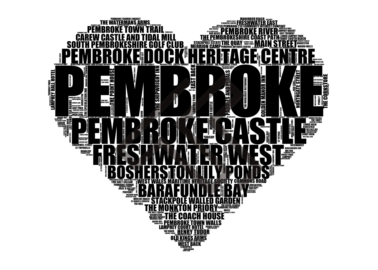 Pembroke - Premium Typographic Word Cloud Prints, Posters & Gifts