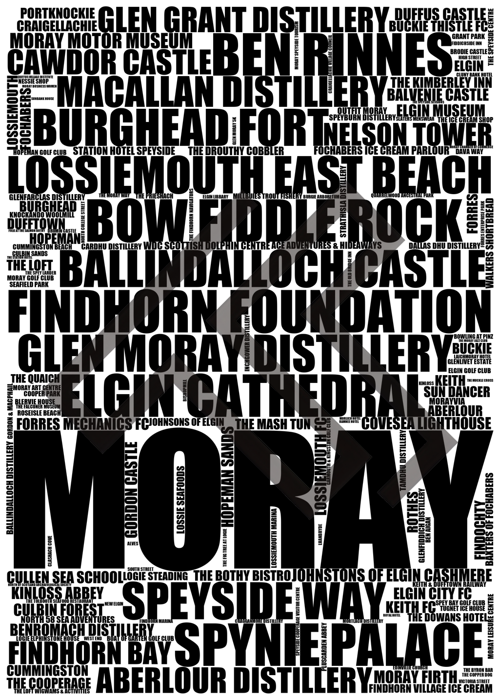 Moray - Premium Typographic Word Cloud Prints, Posters & Gifts