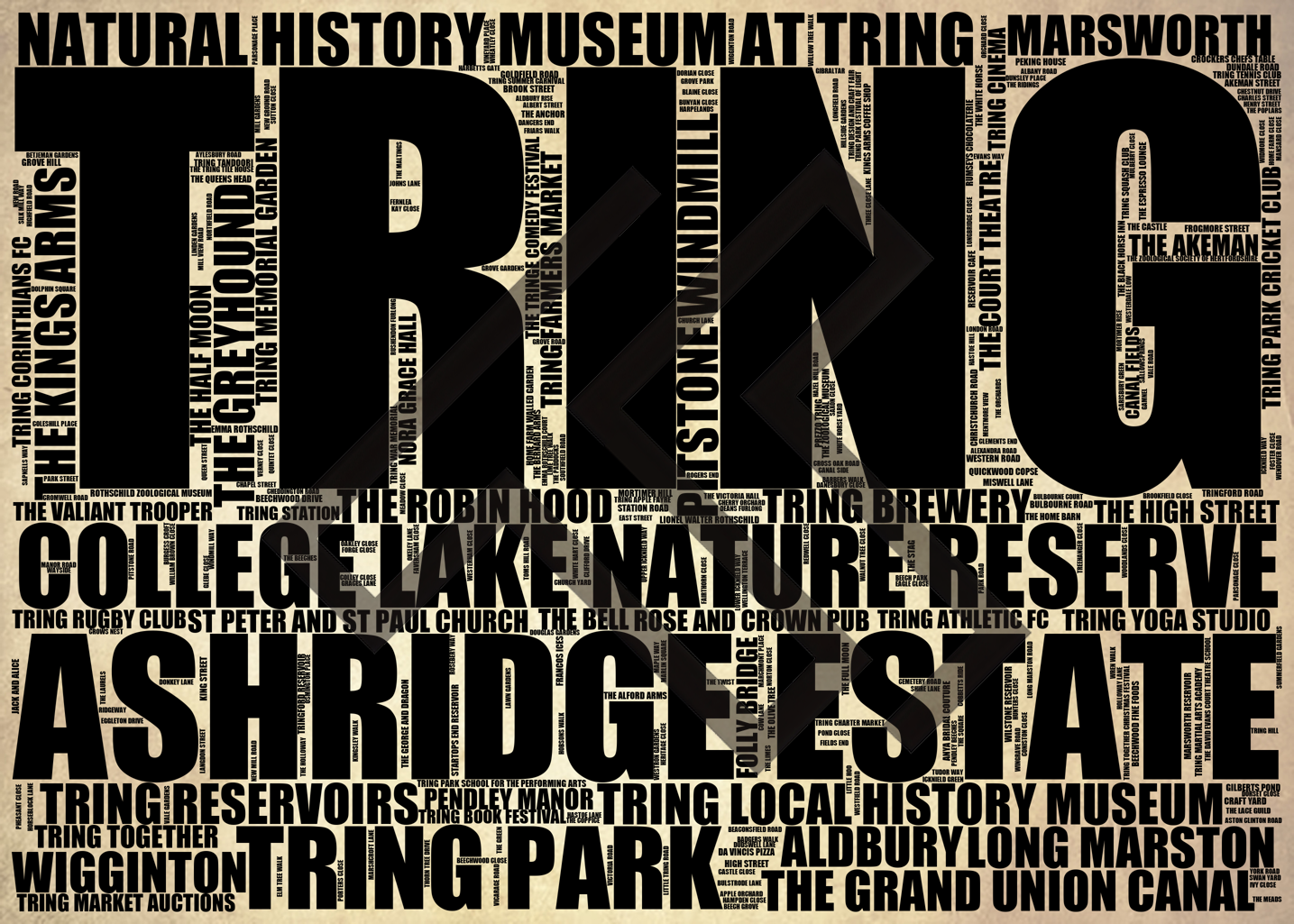 Tring - Premium Typographic Word Cloud Prints, Posters & Gifts