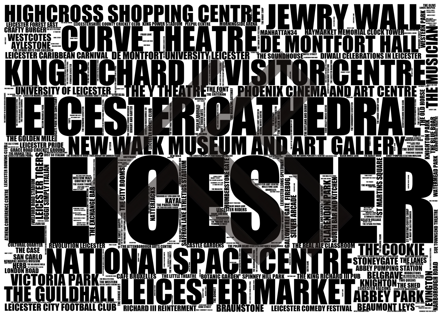 Leicester - Premium Typographic Word Cloud Prints, Posters & Gifts