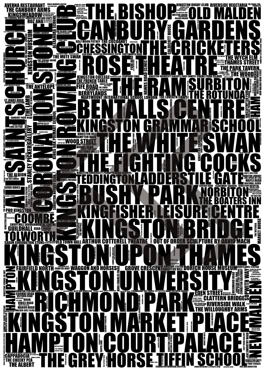 Kingston upon Thames - Premium Typographic Word Cloud Prints, Posters & Gifts