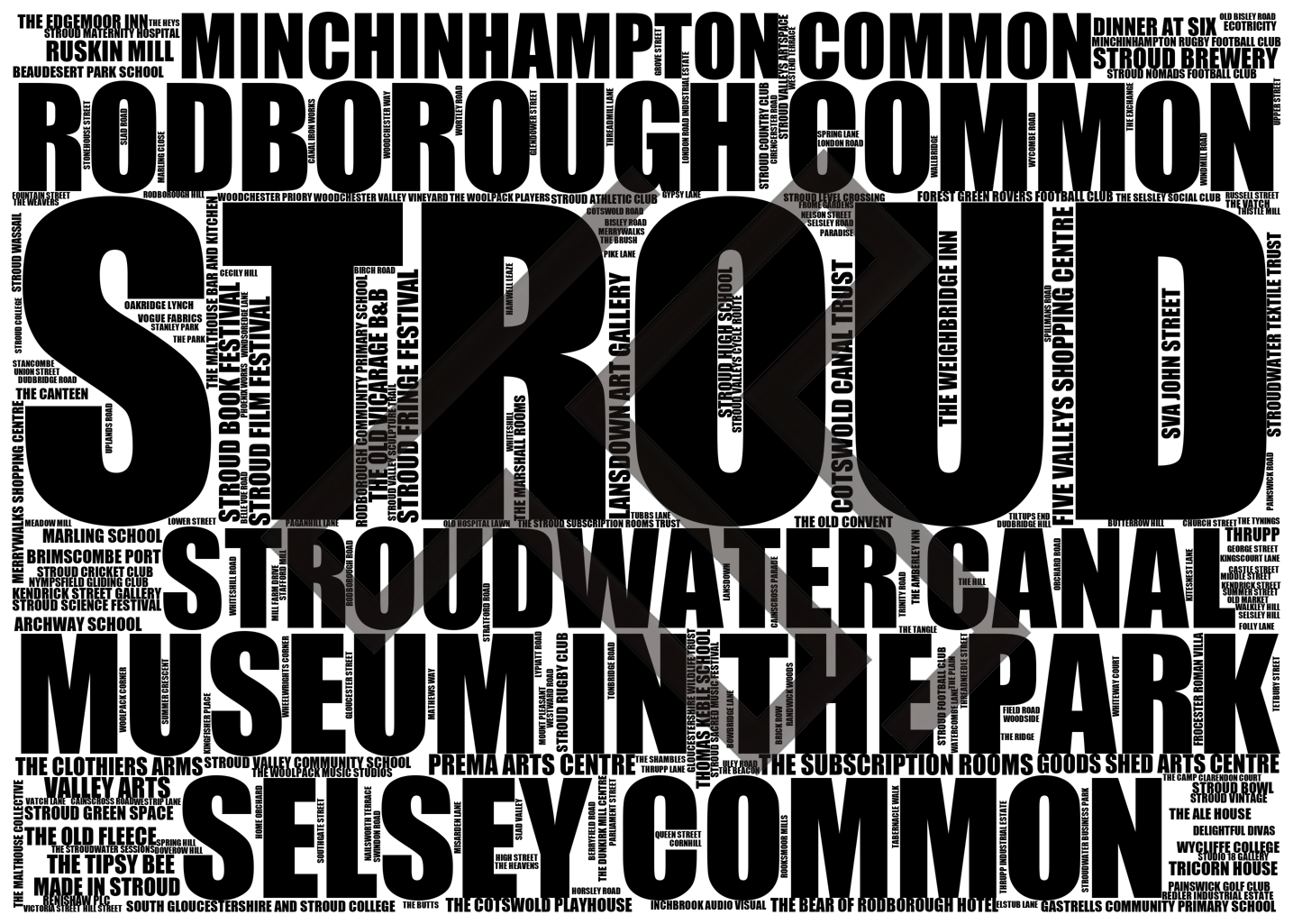 Stroud - Premium Typographic Word Cloud Prints, Posters & Gifts