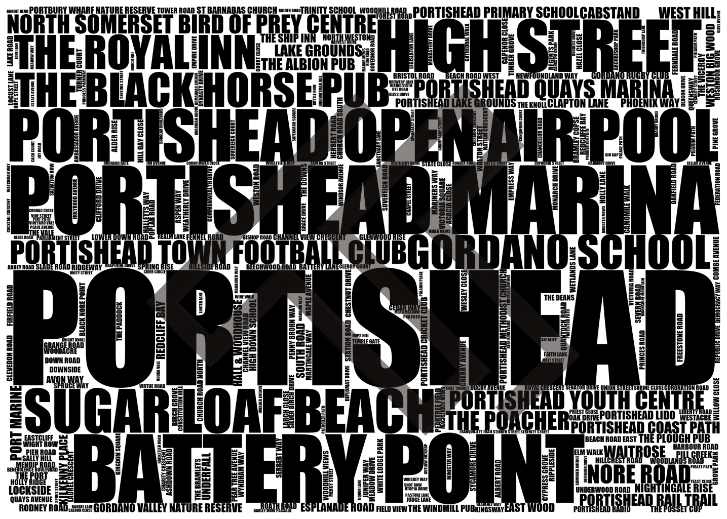 Portishead - Premium Typographic Word Cloud Prints, Posters & Gifts