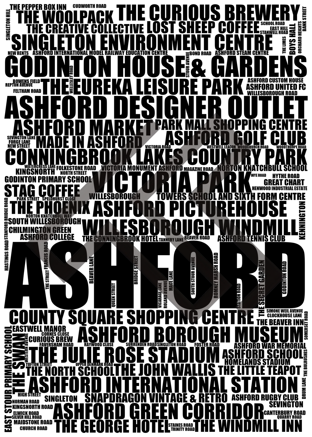 Ashford - Premium Typographic Word Cloud Prints, Posters & Gifts