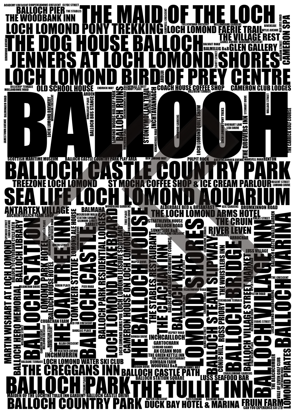 Balloch - Premium Typographic Word Cloud Prints, Posters & Gifts