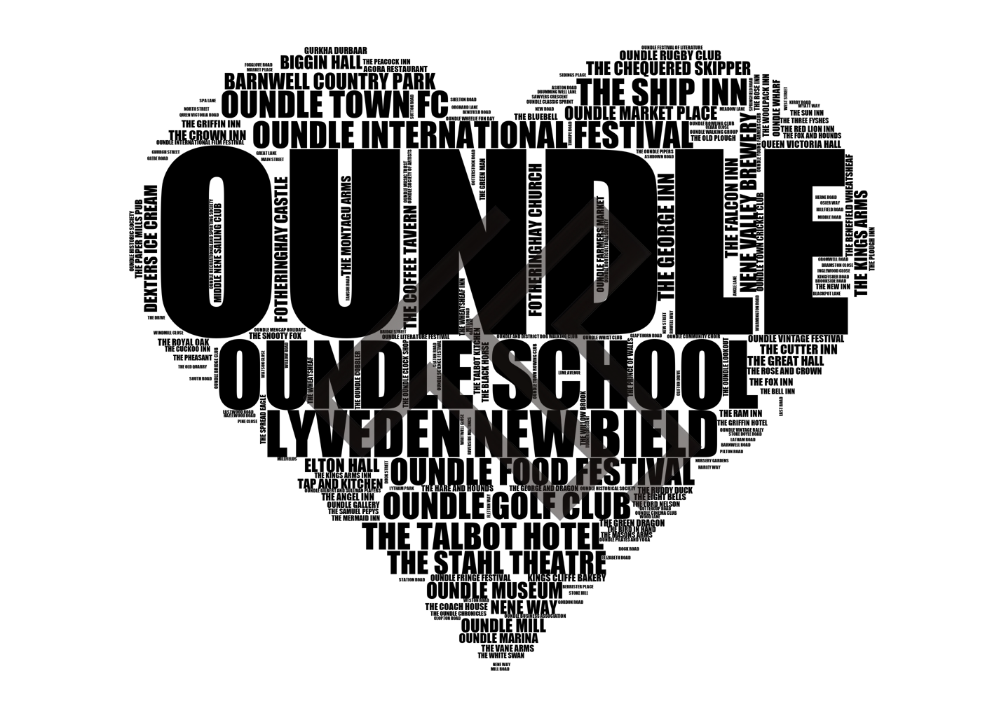 Oundle - Premium Typographic Word Cloud Prints, Posters & Gifts