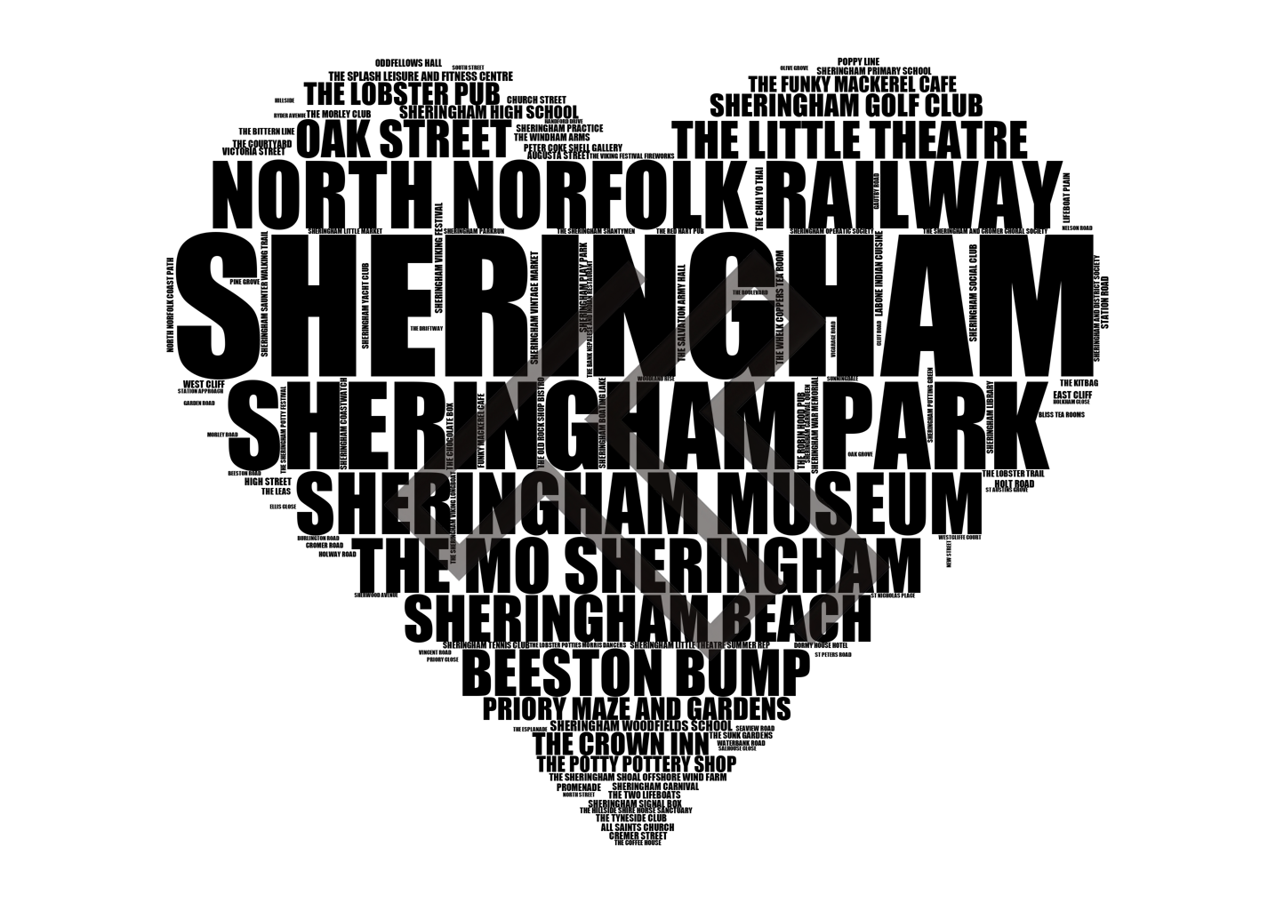 Sheringham - Premium Typographic Word Cloud Prints, Posters & Gifts