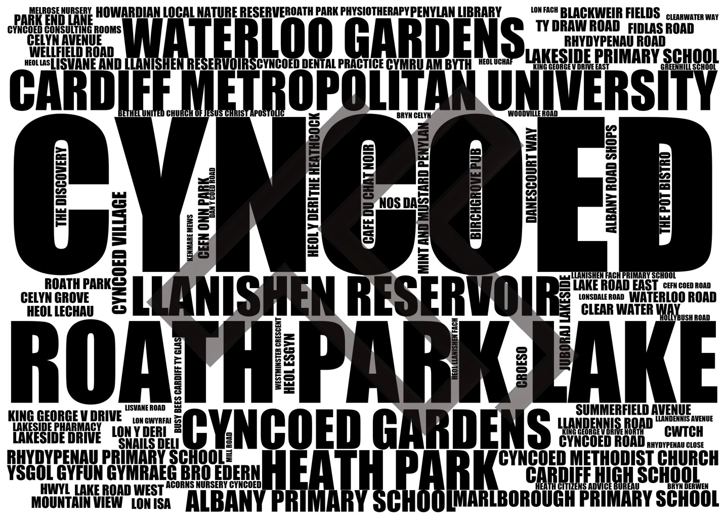 Cyncoed - Premium Typographic Word Cloud Prints, Posters & Gifts