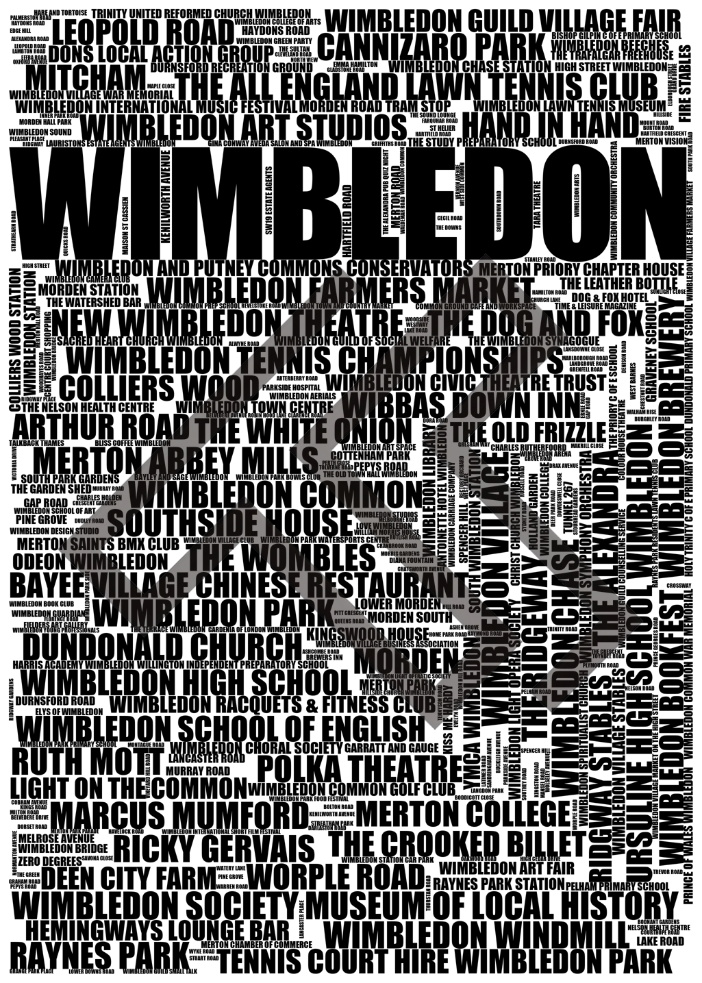 Wimbledon - Premium Typographic Word Cloud Prints, Posters & Gifts