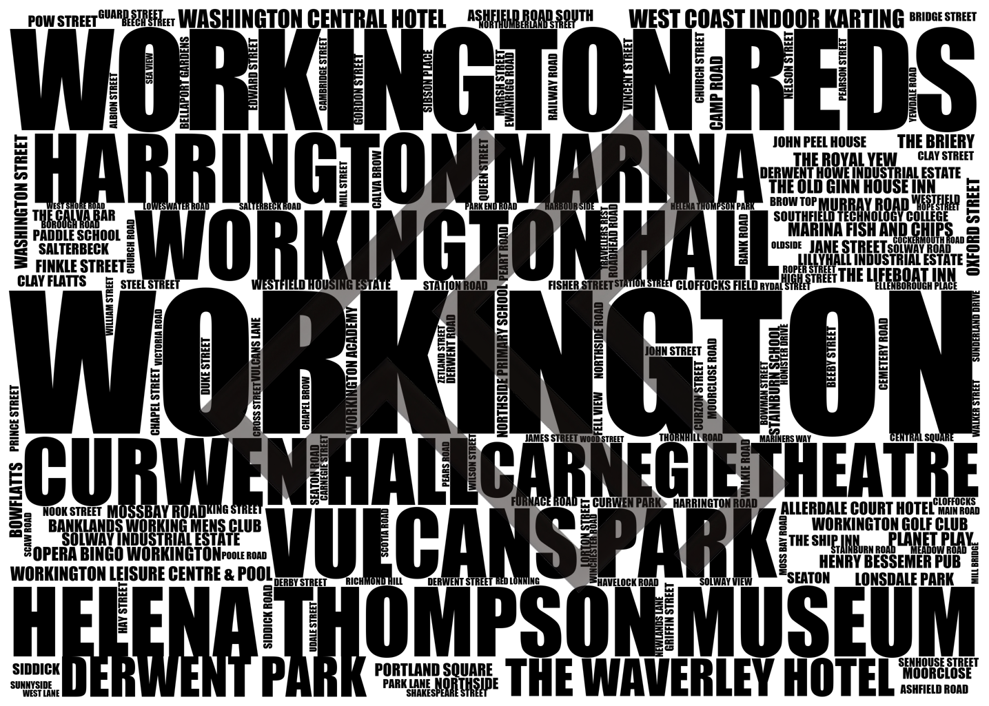 Workington - Premium Typographic Word Cloud Prints, Posters & Gifts