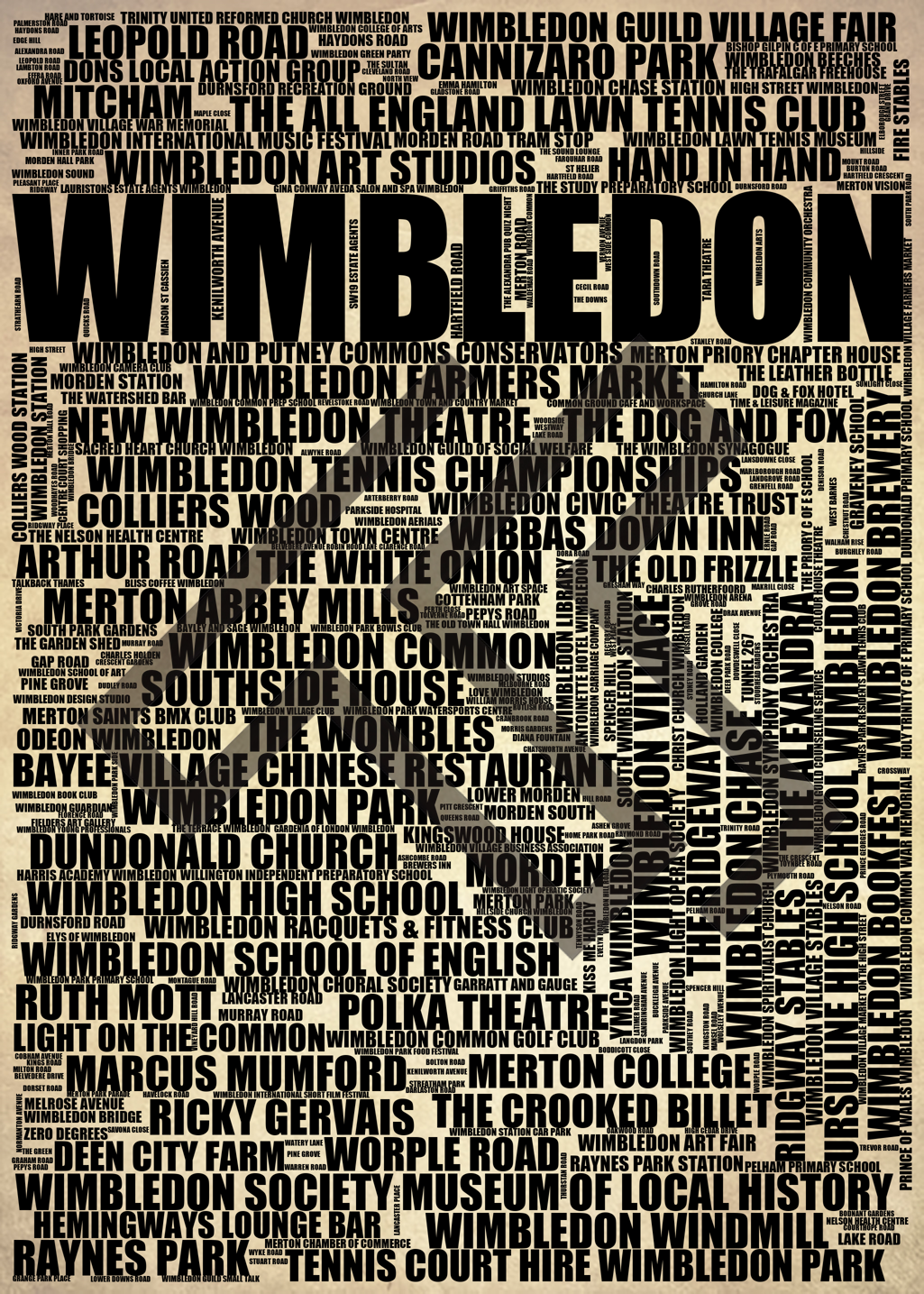 Wimbledon - Premium Typographic Word Cloud Prints, Posters & Gifts