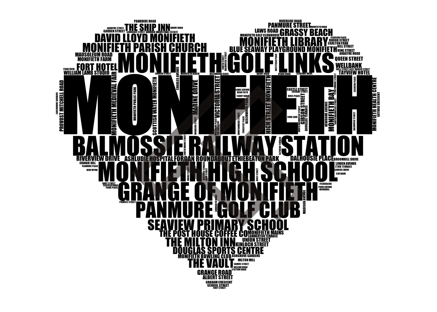 Monifieth - Premium Typographic Word Cloud Prints, Posters & Gifts