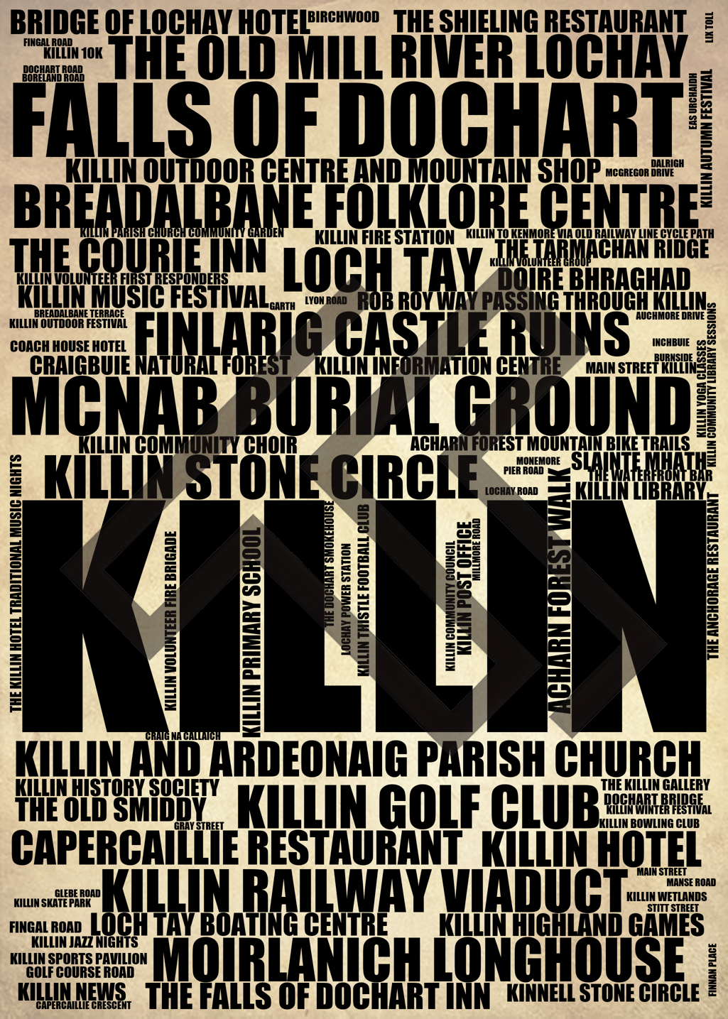 Killin - Premium Typographic Word Cloud Prints, Posters & Gifts