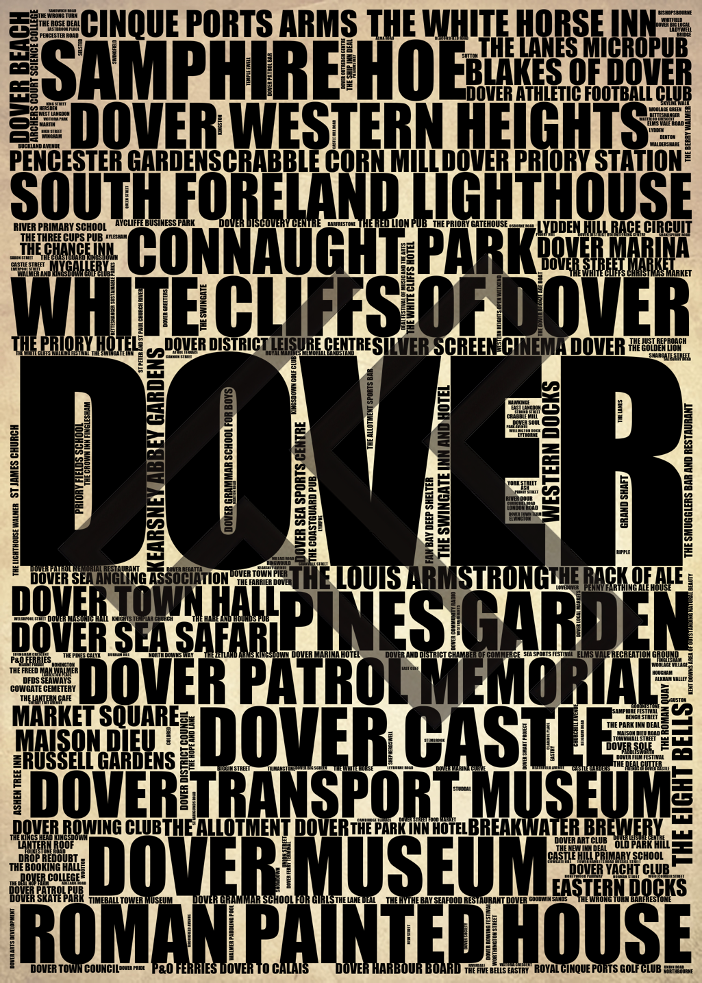 Dover - Premium Typographic Word Cloud Prints, Posters & Gifts