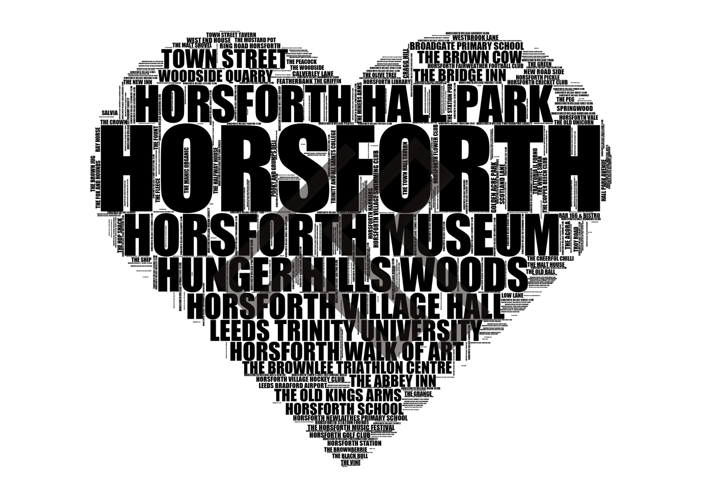 Horsforth - Premium Typographic Word Cloud Prints, Posters & Gifts