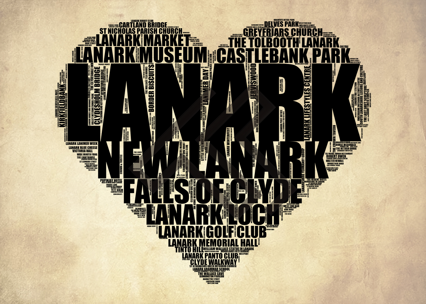 Lanark - Premium Typographic Word Cloud Prints, Posters & Gifts