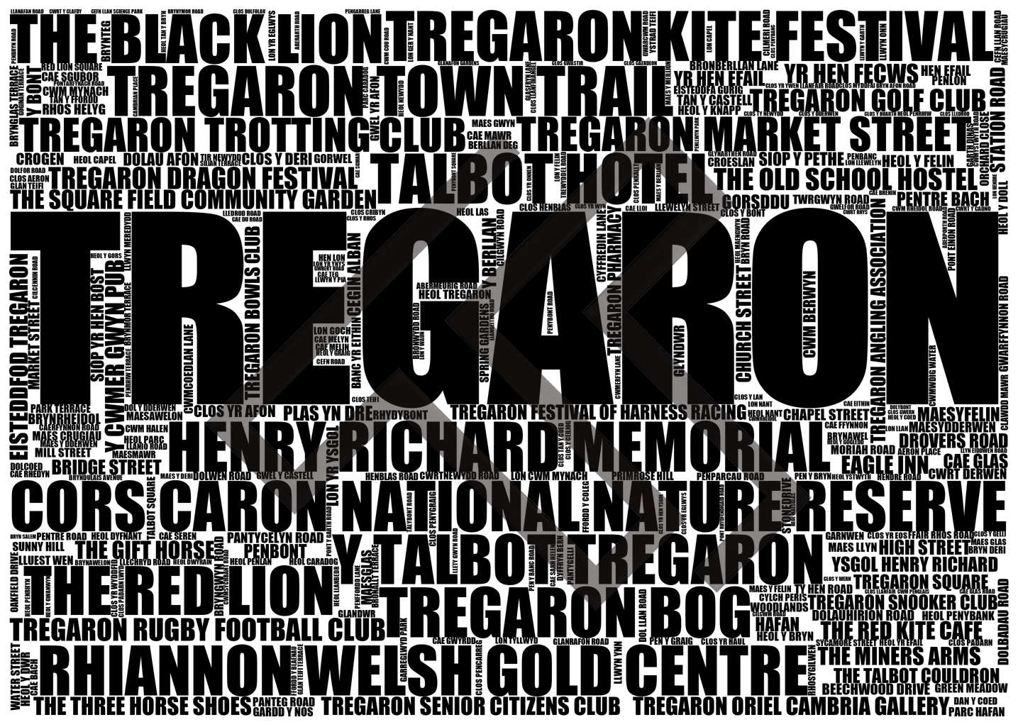 Tregaron - Premium Typographic Word Cloud Prints, Posters & Gifts