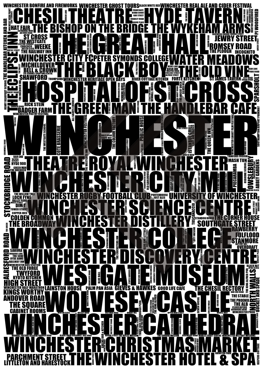 Winchester - Premium Typographic Word Cloud Prints, Posters & Gifts