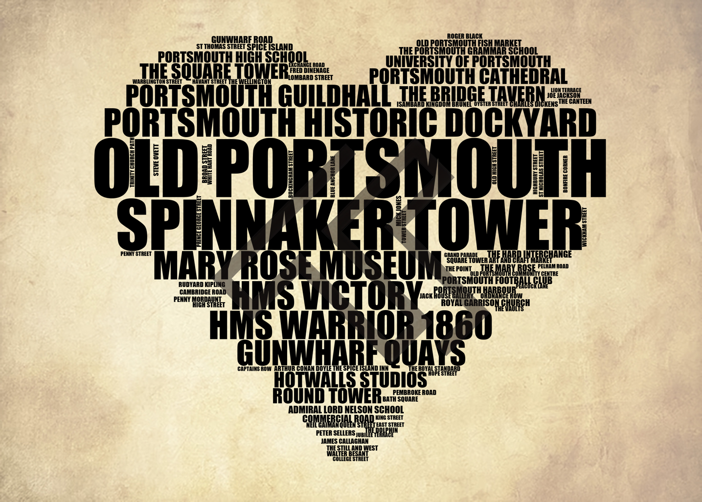 Old Portsmouth - Premium Typographic Word Cloud Prints, Posters & Gifts