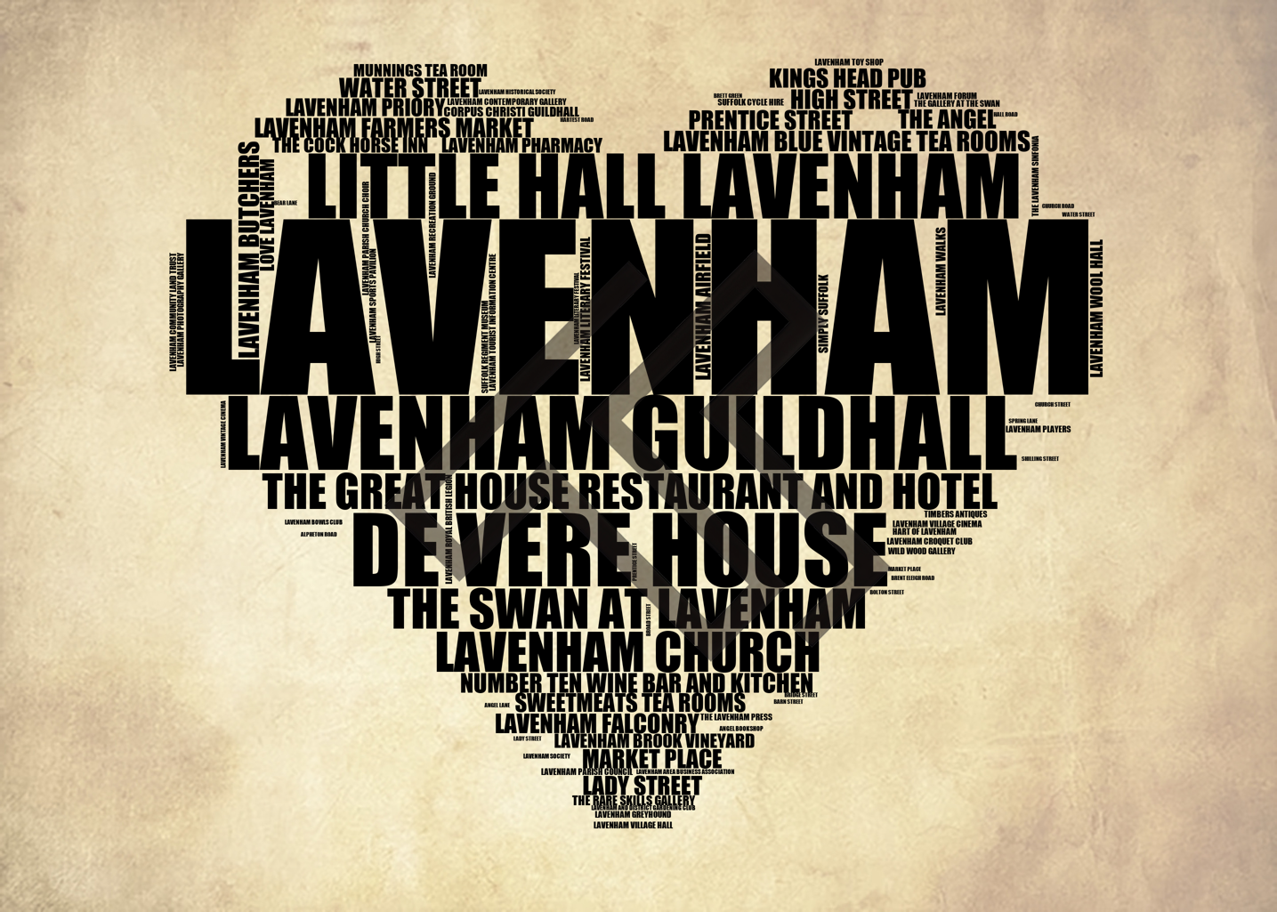 Lavenham - Premium Typographic Word Cloud Prints, Posters & Gifts