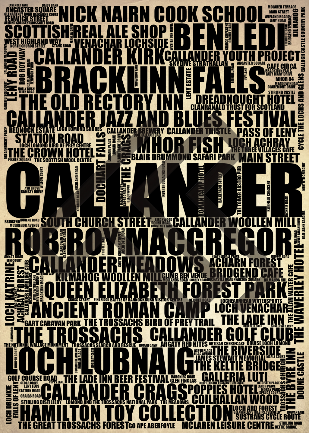 Callander - Premium Typographic Word Cloud Prints, Posters & Gifts