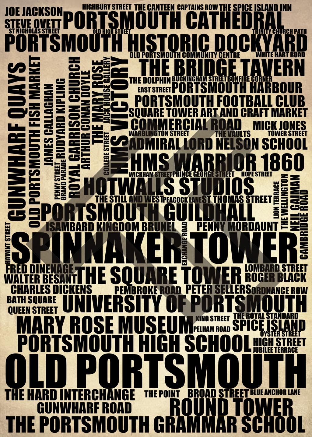 Old Portsmouth - Premium Typographic Word Cloud Prints, Posters & Gifts