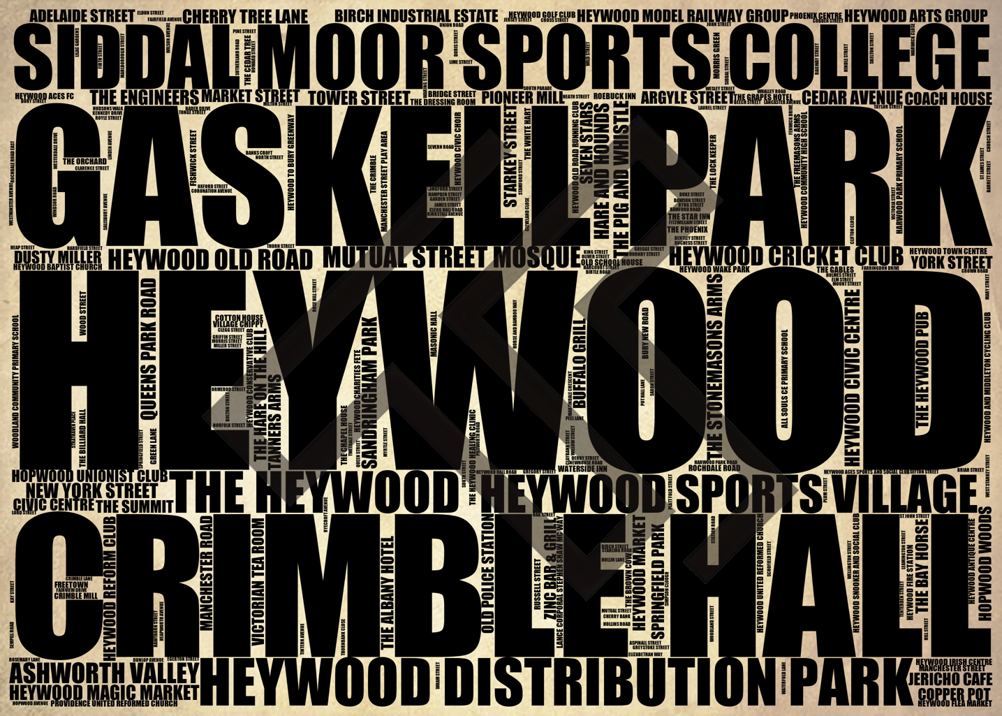 Heywood - Premium Typographic Word Cloud Prints, Posters & Gifts