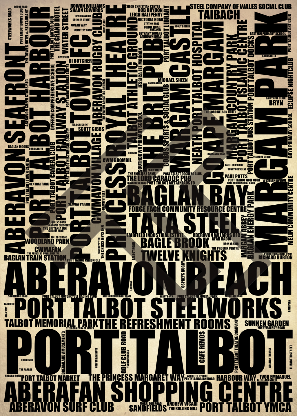 Port Talbot - Premium Typographic Word Cloud Prints, Posters & Gifts