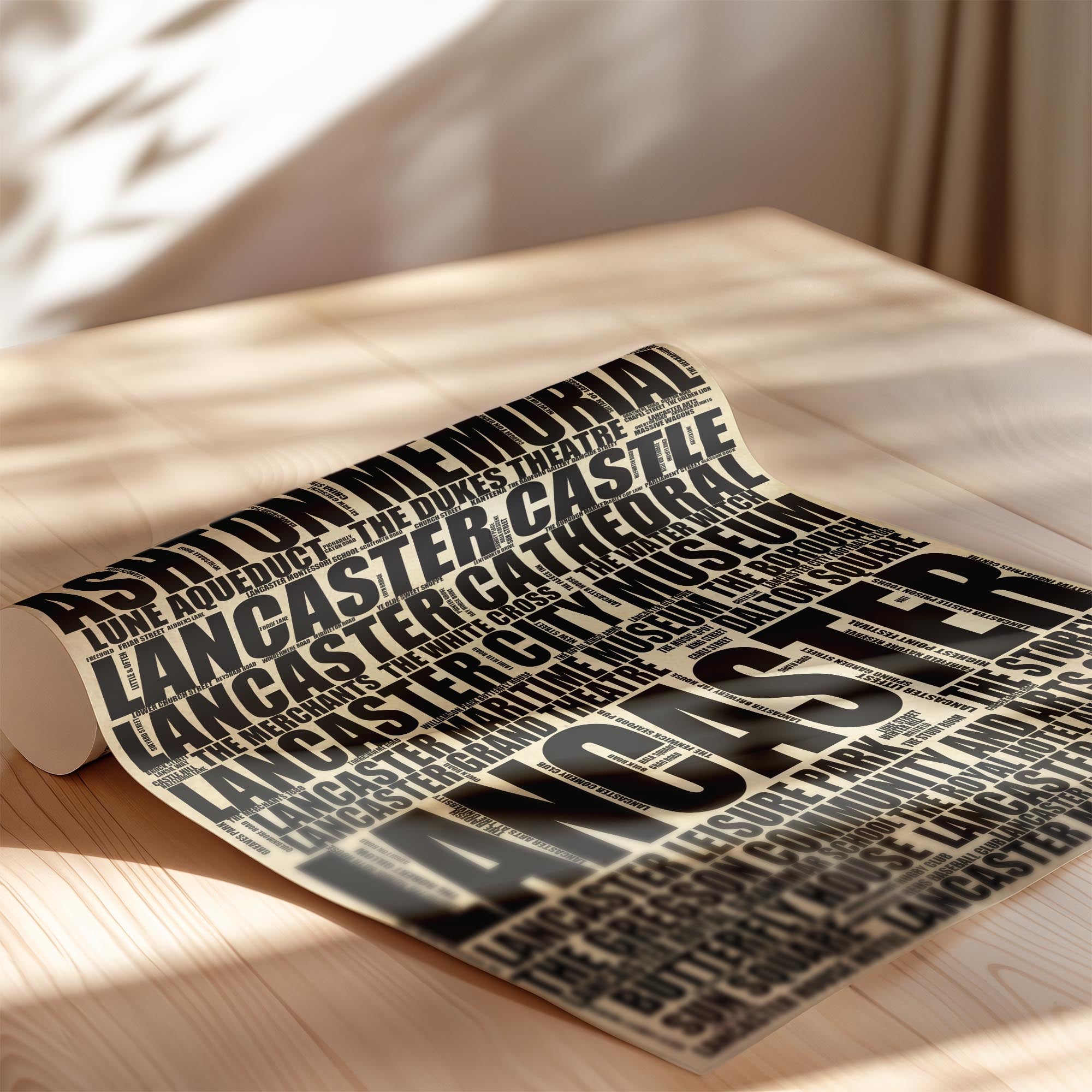 Lancaster - Premium Typographic Word Cloud Prints, Posters & Gifts