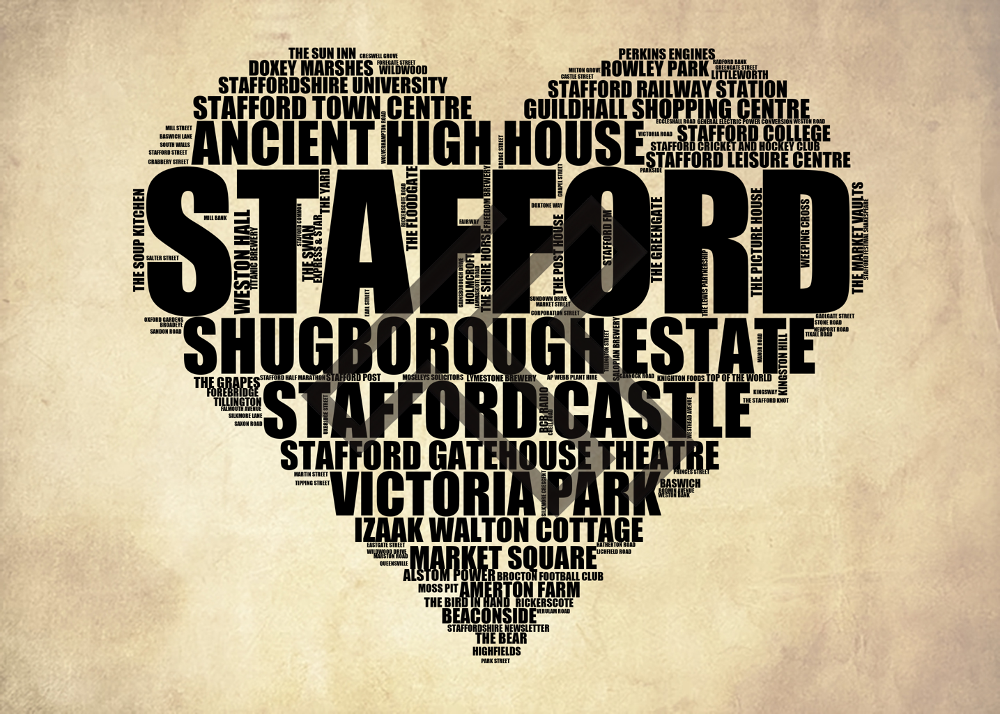 Stafford - Premium Typographic Word Cloud Prints, Posters & Gifts