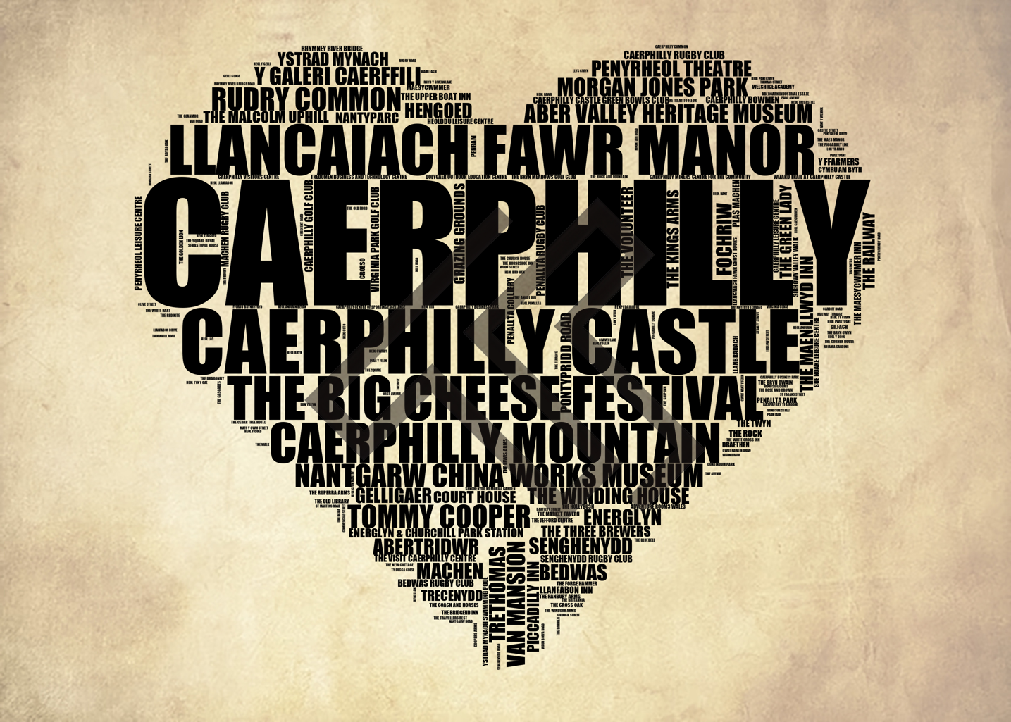 Caerphilly - Premium Typographic Word Cloud Prints, Posters & Gifts