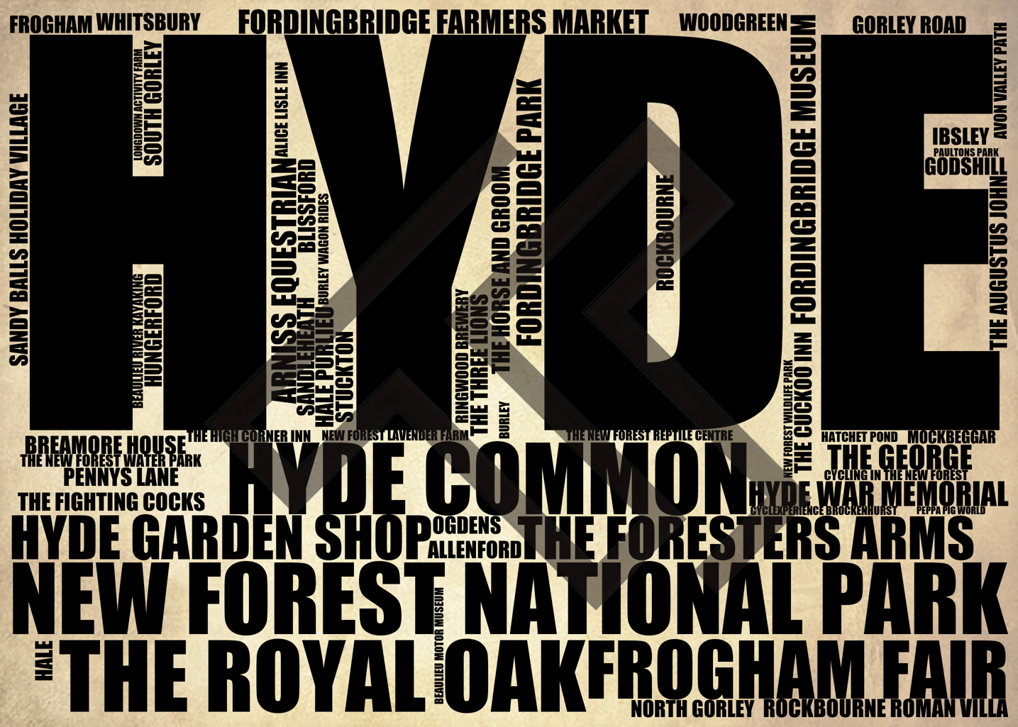 Hyde - Premium Typographic Word Cloud Prints, Posters & Gifts