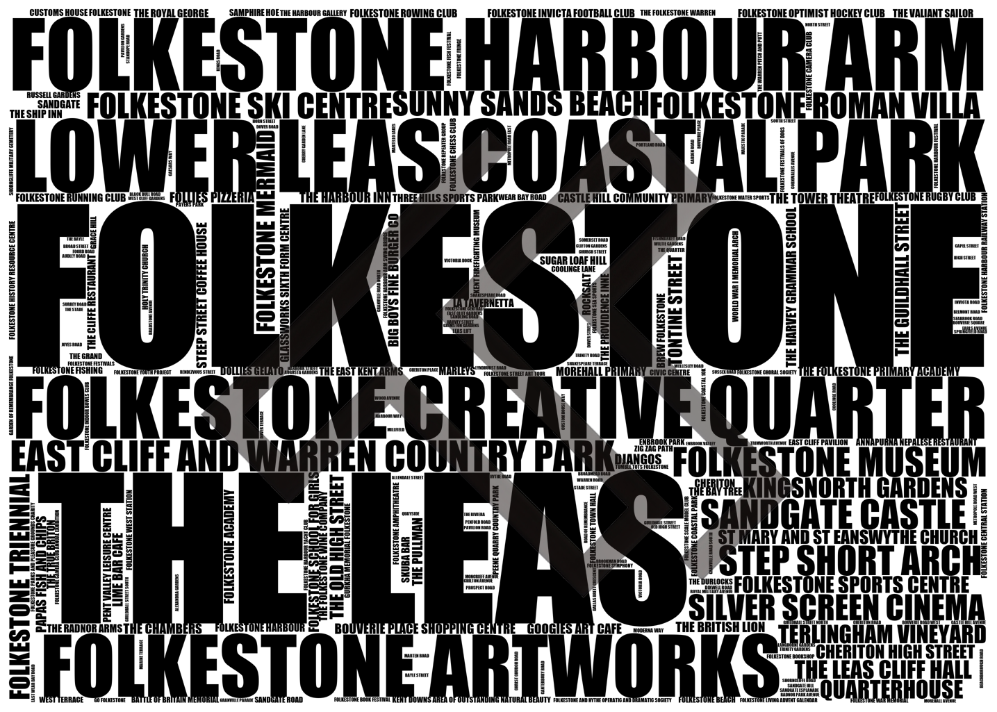 Folkestone - Premium Typographic Word Cloud Prints, Posters & Gifts