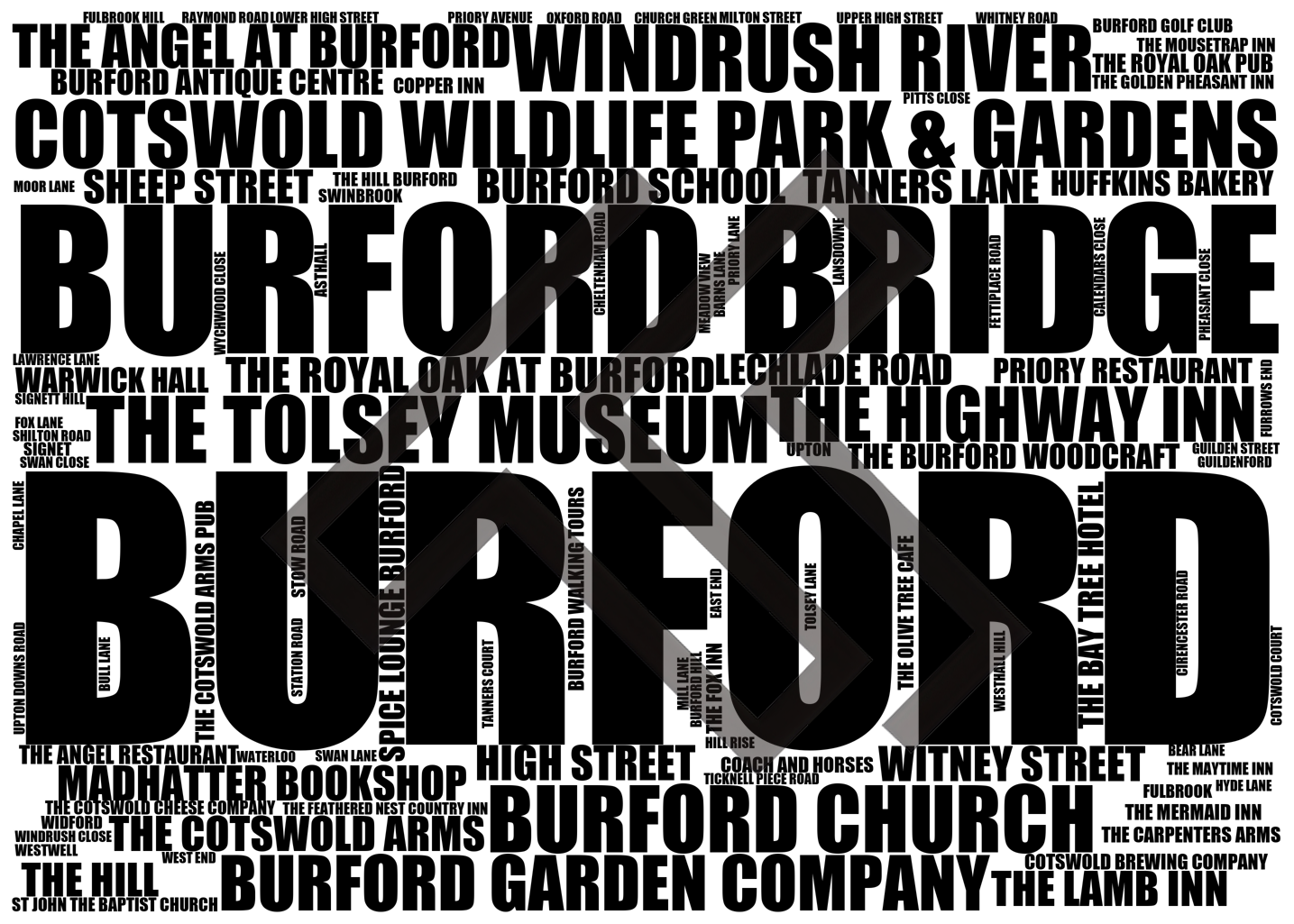 Burford - Premium Typographic Word Cloud Prints, Posters & Gifts
