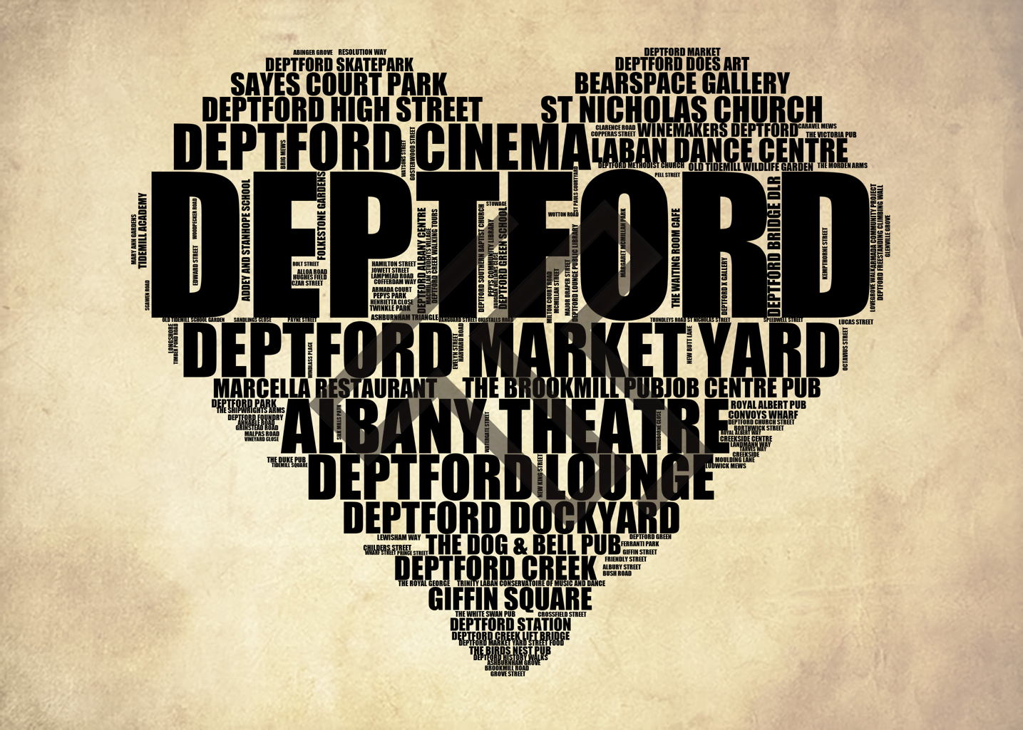 Deptford - Premium Typographic Word Cloud Prints, Posters & Gifts