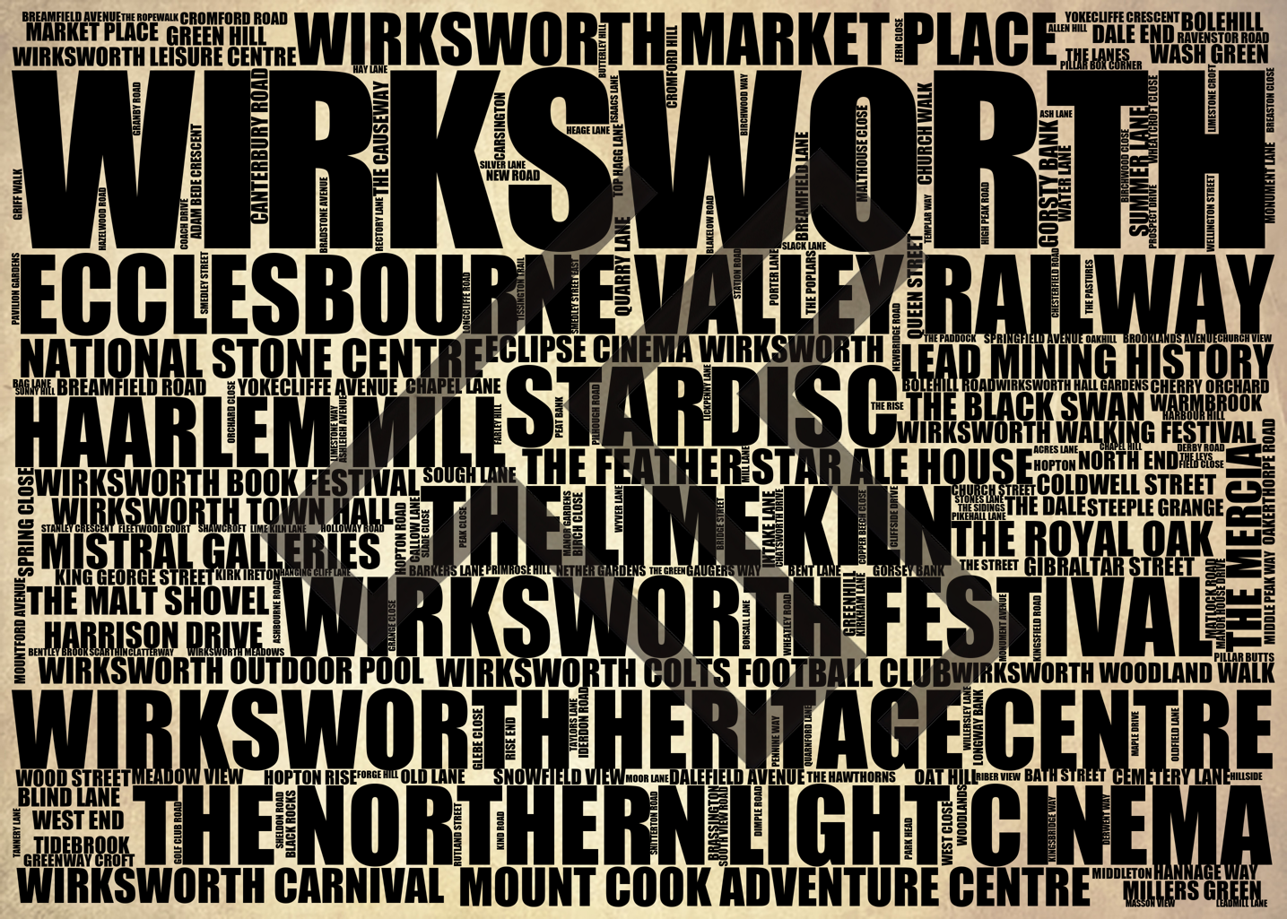 Wirksworth - Premium Typographic Word Cloud Prints, Posters & Gifts