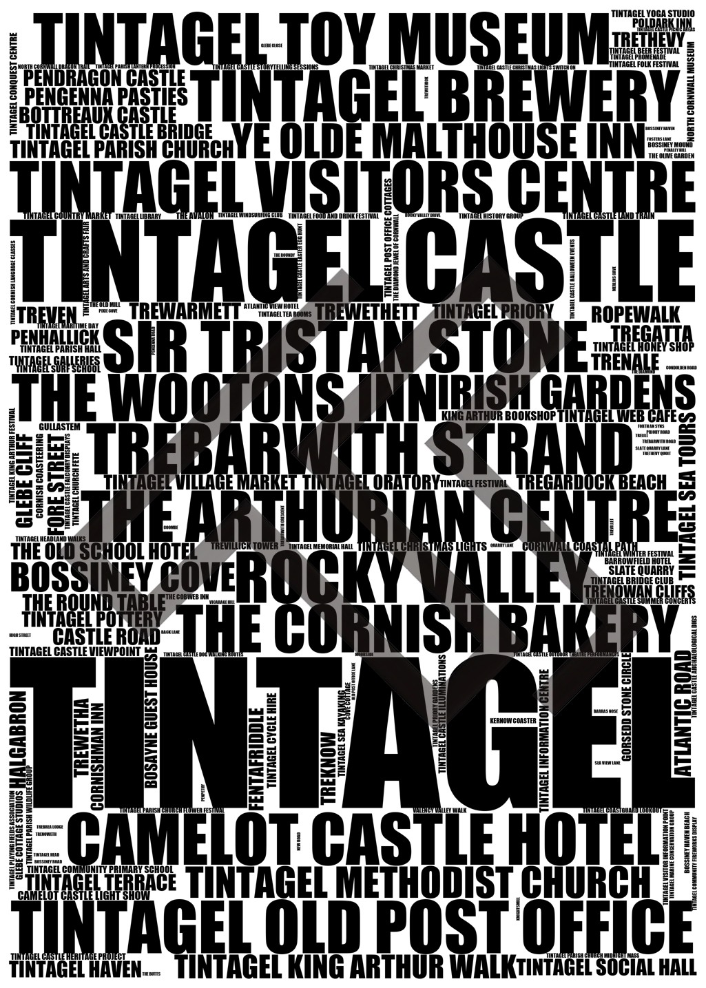 Tintagel - Premium Typographic Word Cloud Prints, Posters & Gifts