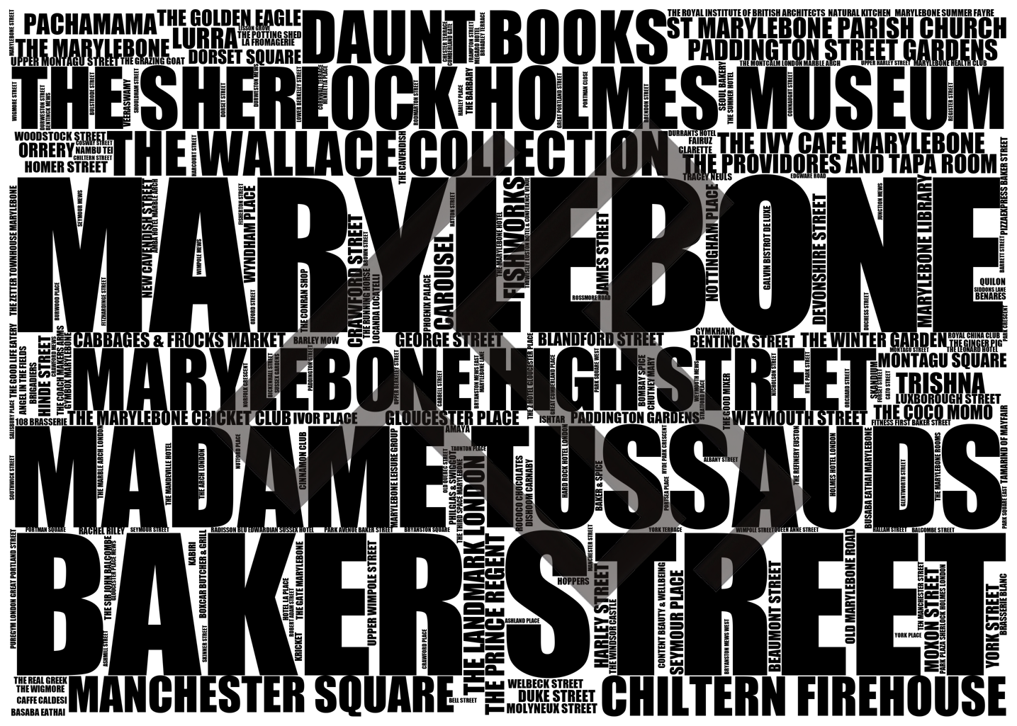 Marylebone - Premium Typographic Word Cloud Prints, Posters & Gifts