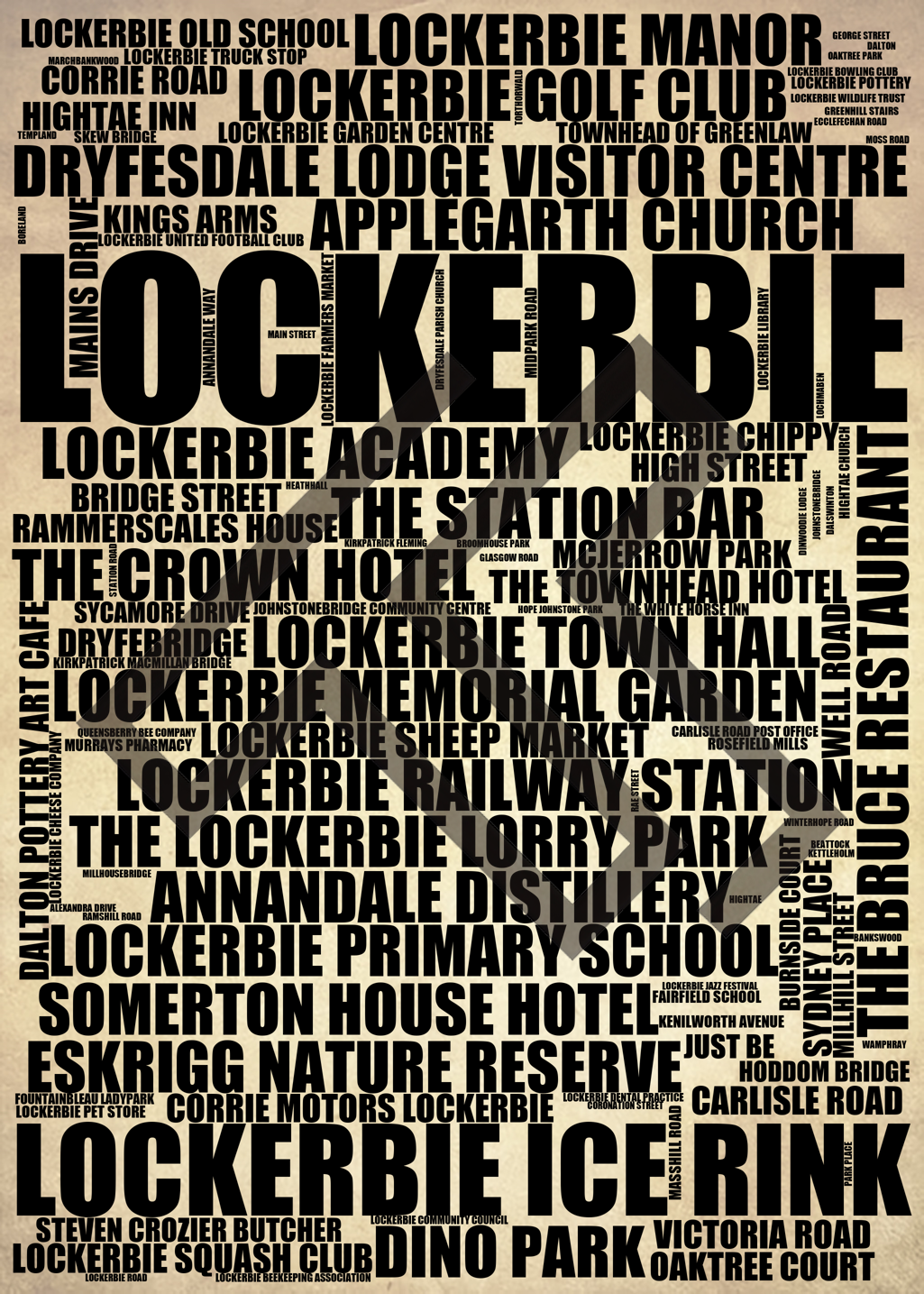 Lockerbie - Premium Typographic Word Cloud Prints, Posters & Gifts