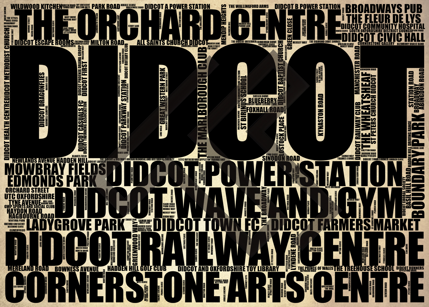 Didcot - Premium Typographic Word Cloud Prints, Posters & Gifts