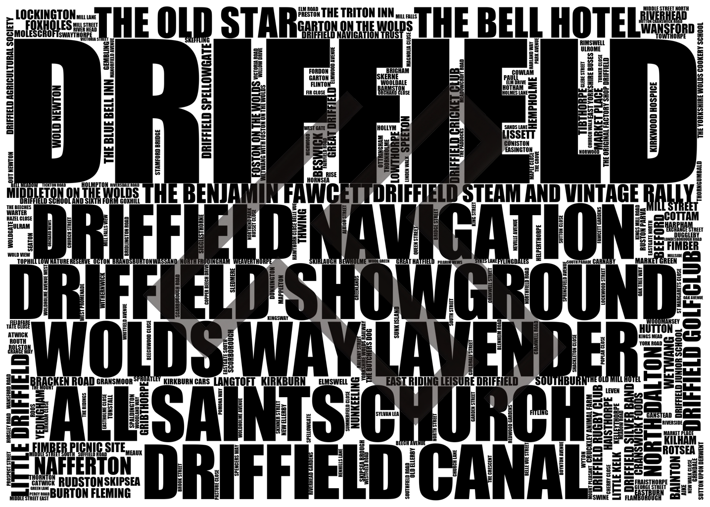 Driffield - Premium Typographic Word Cloud Prints, Posters & Gifts